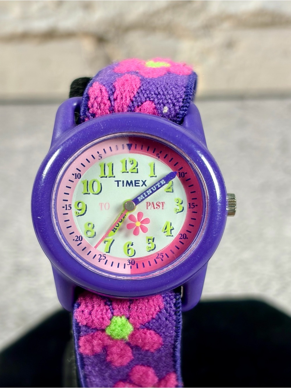 Timex Kids Teaching Watch Purple Floral Hour Minute Quartz New Battery